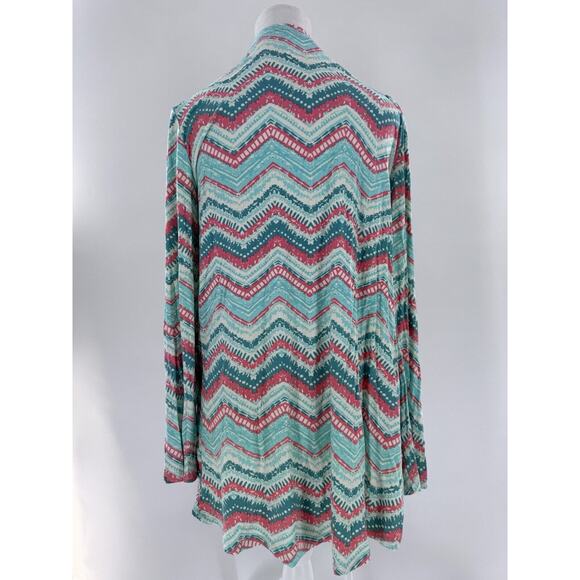 Shiela Rose Cardigan Sweater Sz L Chevron Colorful Artsy Fun Shawl Throw NWT - Picture 5 of 14
